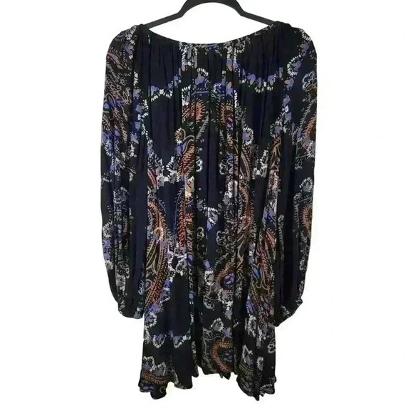 Free People Tunic Womens Small Paisley Peasant Button Scoop Neck Boho - Picture 8 of 16